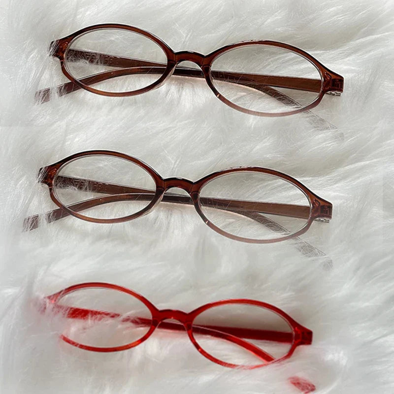 sengpan 1/3pcs Red Green Oval Frame Glasses Women Girls Y2K Retro Anti Blue Light Eyewear Glass Computer Reading Eyeglasses Decorative