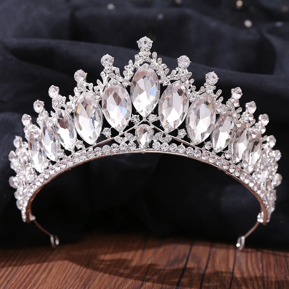 sengpan Bridal Headpiece Wedding Crown Gold Silver Color Rhinestone Crystal Diadem Queen Crown Princess Tiaras Wedding Hair Jewelry