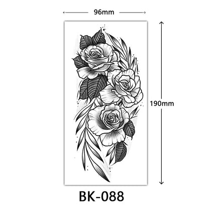 sengpan Black Flower Tattoo Stickers for Hand Arm Waterproof Temporary Tattoos for Women Butterfly Fake Tattoo Sleeve Tatoos Girls