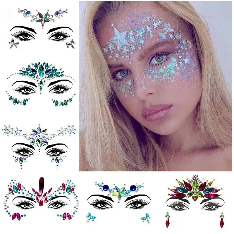 sengpan Rhinestones for Face Glitter for Face Stickers on Face Temporary Tattoos for Women Temporary Tattoos Fake Tattoo Tattoo Sticker