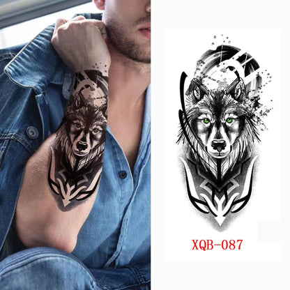 sengpan Black Forest Animal Temporary Tattoos for Men Wolf Tattoo Stickers Tiger Skull Skeleton Fake Tattoo for Women Arm Sleave