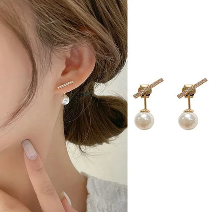 sengpan Cute Korean Earrings Heart Bling Zircon Stone Rose Gold Color Stud Earring for Women Fashion Jewelry 2024 New Gift