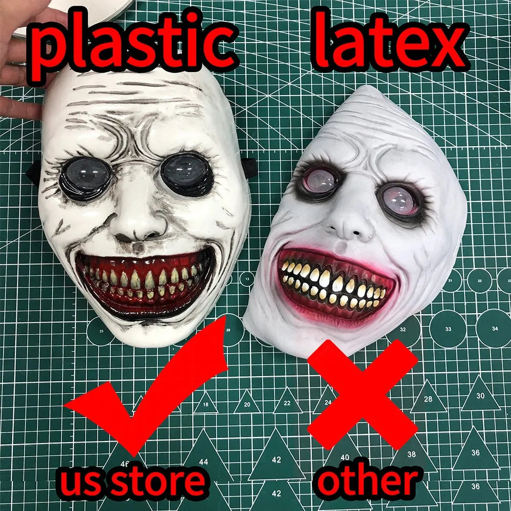 sengpan Horror The Exorcist Smiling Face Demon Mask Cosplay Evil Creepy Ghost Skull Plastic Masks Halloween Carnival Party Costume Props