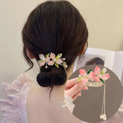 sengpan New Women Elegant Luxury Rhinestone Tassel Ponytail Hair Claws Lady Sweet Meatball Hair Clips Headband Fashion Hair Accessories