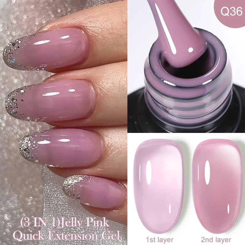 sengpan 7ML Gold Foil Quick Extension Gel Nail Polish Nude Purple Nail Flakes Vernis Semi Permanent UV Gel Nail Art Hard Gel