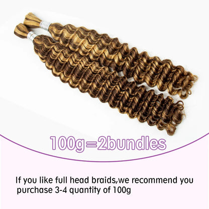 sengpan 28Inch Deep Wave 100% Virgin Human Hair Bulk for Boho Braided Extensions No Weft Human Hair Bundles for Braiding