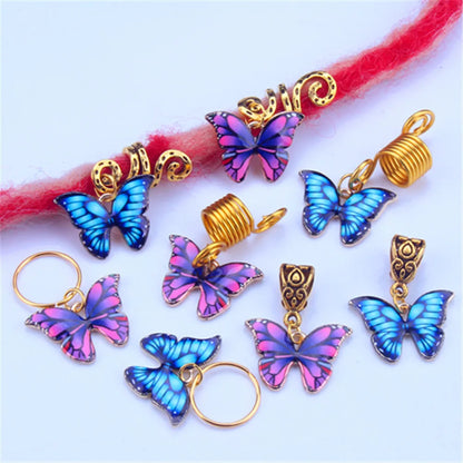 sengpan 5-20pcs Boho Butterfly Hair Ring Dreadlocks Beads Hair Braid Rings Clips Dread Locks Hair Braiding Accessories