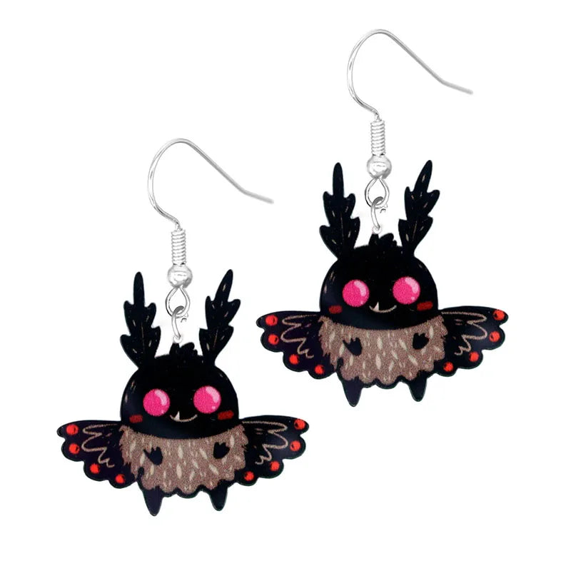 sengpan Halloween Earrings Cute Cartoon Cat Crow UFO Bat Design Dangle Earrings Acrylic Jewelry Versatile Accessories