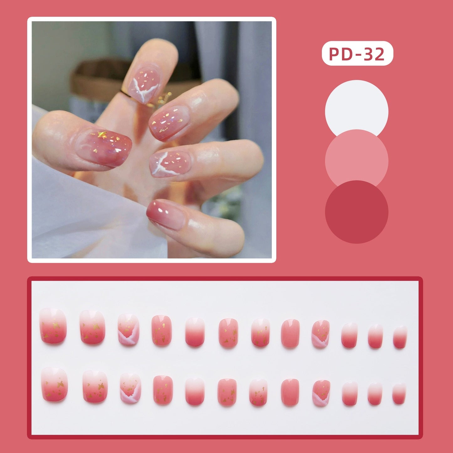 sengpan 24p Artifical Fake Nails Full Coverage False Nails White Clouds French Long Wearing Reusable Nail Coffin Ballerina Press on Nail