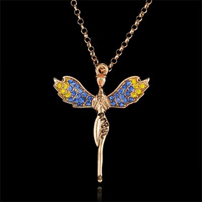 sengpan Rhinestone Encrusted Alloy Necklaces For Women Angel Wings Feather Brincos Jewelry Party Necklaces Gothic Fashion