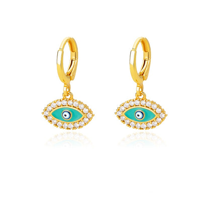 sengpan Zircon Evil Eye Earrings For Women Stainless Steel Gold Plated Turkish Demon Eye Hoop Piercing Earring Goth Jewelry aretes