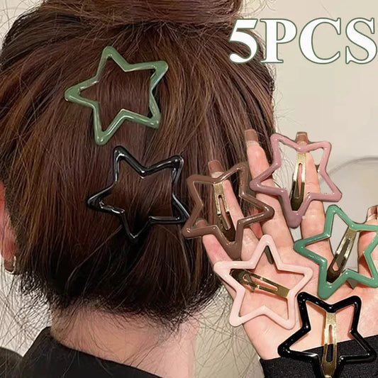 sengpan New Large Pentagonal Star Hair Clips for Girls Women Kids Y2K Sweet Cute Girl Colorful Hairpin BB Clip Headwear Accessories Gift