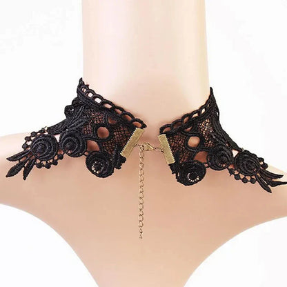 sengpan  Fashion Gothic Victorian Crystal Tassel Tattoo Choker Necklace Black Lace Collar Vintage Women Wedding Jewelry