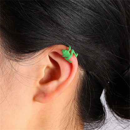 sengpan Personality Green Frog Ear Cuffs Clip Earrings for Women Girls Cute Cartoon Animal No Piercing Aesthetic Earring Jewelry Gifts