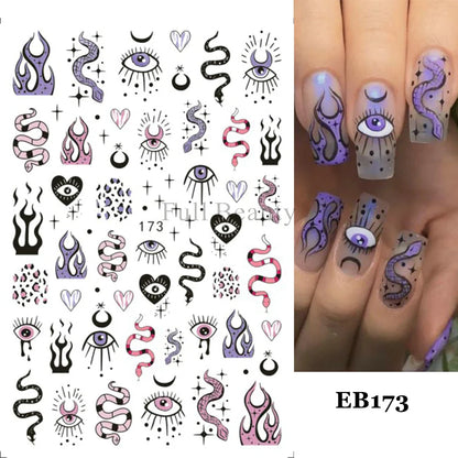 sengpan 5D Embossed Ghost Nail Art Stickers Halloween Cartoon Pumpkin Skull Nail Decals Spider Web Daisy Sliders For Manicure NTJI-5D131