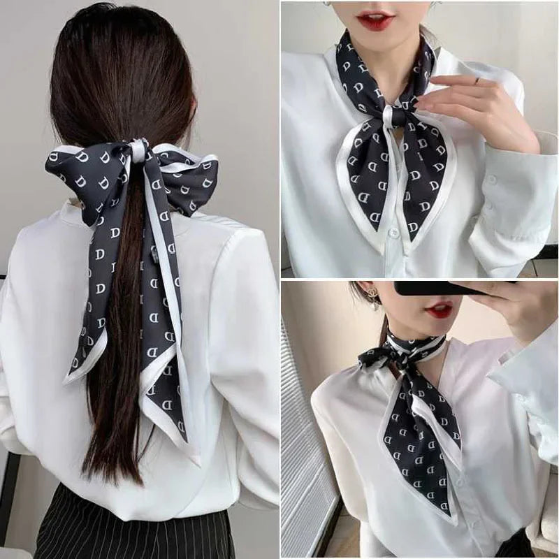 sengpan Long Neckerchief Skinny Hair Ribbons Scarf Women Fashion Headbands Neck Scarfs Printed Hairband Cute Bag Scarves Female 13x150cm