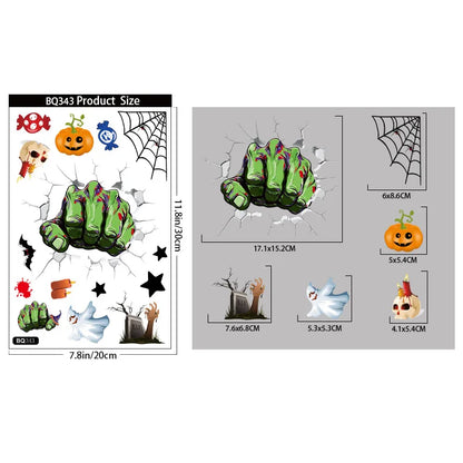 sengpan Halloween Decoration Blood Handprint Pumpkin Stickers Halloween Shopping Mall Window Scene Decoration Ghost Hand Spider Stickers