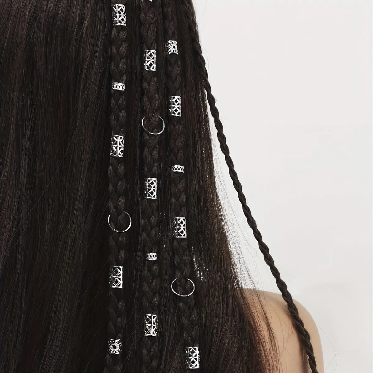 sengpan 80pcs Hollow Out Hair Ring DIY Hair style Hair Accessories Loc Hair Jewelry for Braids Dread Locks Hair Braiding Metal Cuffs