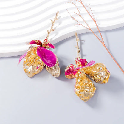 sengpan 2024 New ZAA Personality Metal Flower Earrings for Women Fashion Holiday Party Jewelry Gifts Wholesale