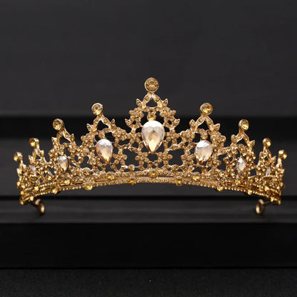 Lianfudai Elegant Luxury Girls Crystal Bridal Tiara Crown Birthday Party New Fashion Bride Queen Headbands Hair Jewelry Accessories