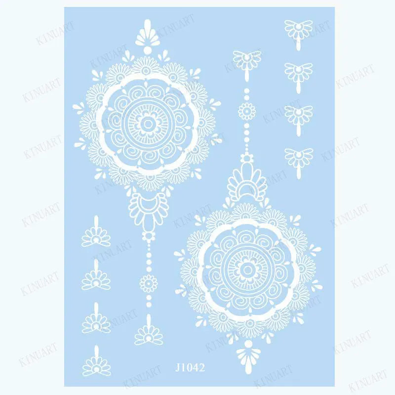 sengpan White Henna Tattoo Sticker Waterproof Temporary Tattoos for Women Body Art Mehndi Stickers for Hand Wedding Party Hena Tattoo