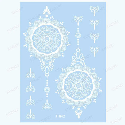 sengpan White Henna Tattoo Sticker Waterproof Temporary Tattoos for Women Body Art Mehndi Stickers for Hand Wedding Party Hena Tattoo