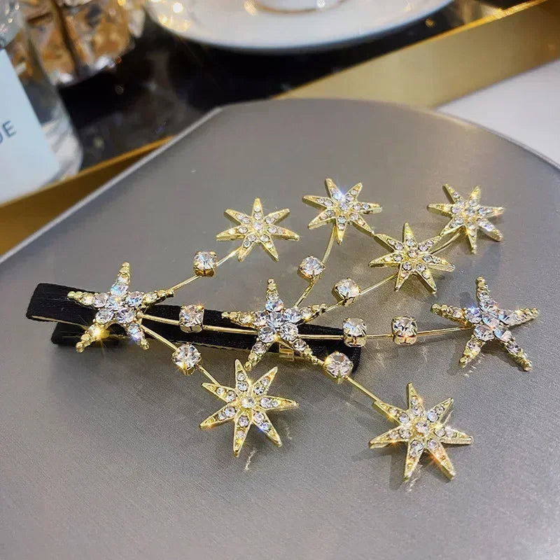 sengpan Women Hair Clip Buling Star Rhinestone Girls Hair Accessories Hairpins Fashion Jewelry Headwear Butterfly Hair Clips Female