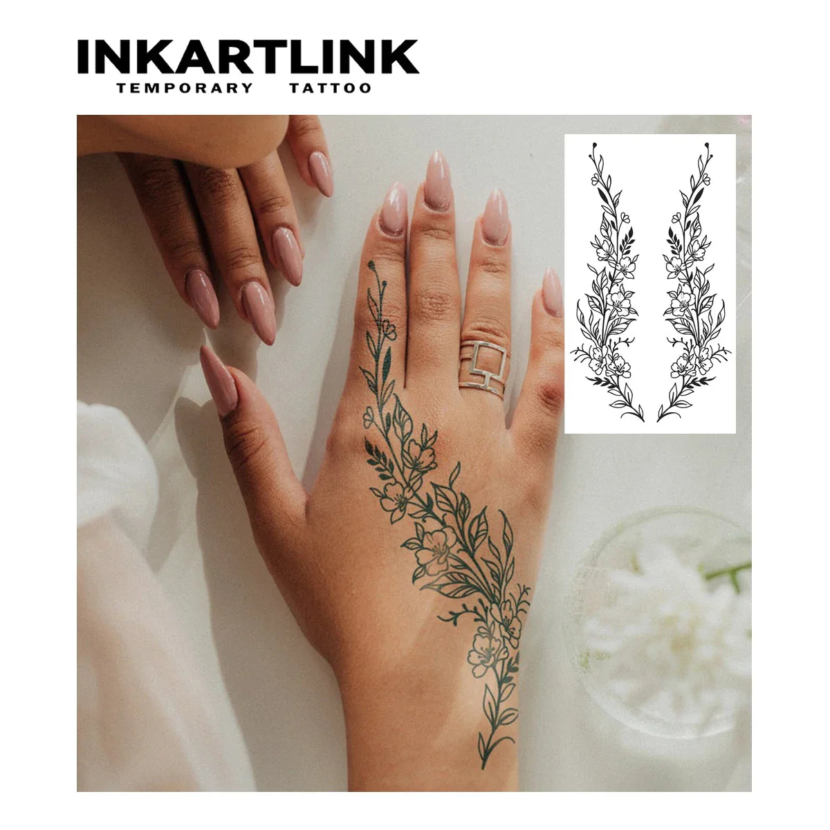 Lianfudai Flower vine Temporary Tattoo,Lasts To 15 Days New Technology Magic Waterproof Semi Permanent Sticker.