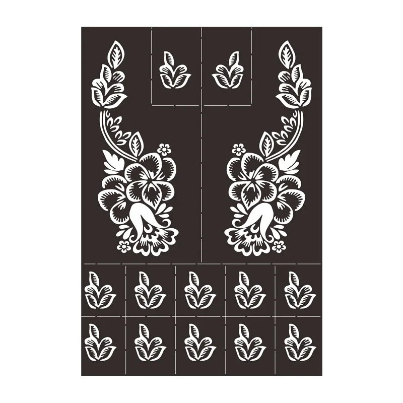 sengpan Reusable Temporary Henna Tattoo Stencil for Hand Arm Sleeve Mehndi Stencils Designs Painting Template DIY Tattoo Supplies