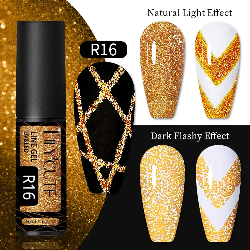 sengpan Super-Bright Metallic Painting Liner Gel Polish Silver Gold Mirror Gel Nail Polish Semi Permanent UV Nail Art Vernis