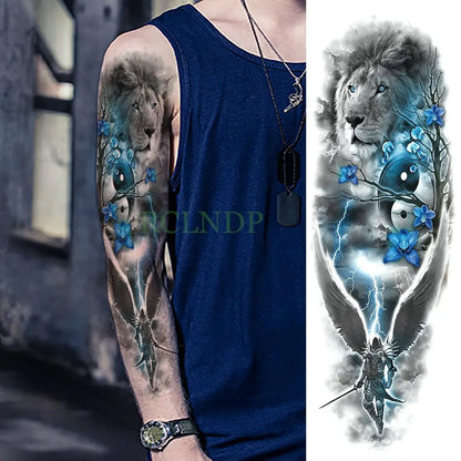 sengpan Waterproof Temporary Tattoo Sticker Anubis Ancient Egypt Greece Zeus Eye Full Arm Fake Tatto Flash Tatoo Sleeve for Men Women