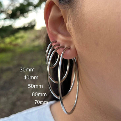 sengpan  -  4/5/6/7cm Hoop Earrings Set Big Circle Earrings Jewelry for Women Girls Ear Clip Punk Style Earrings Fashion Jewelry Accessories