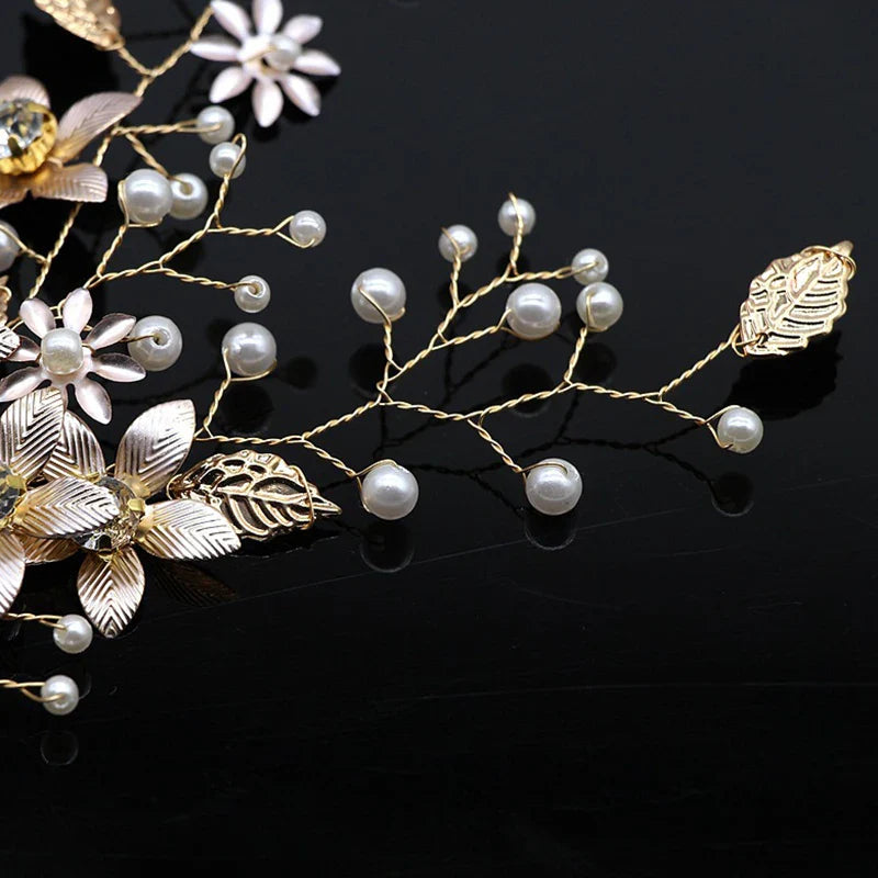 sengpan New Wedding Hair Accessories Crystal Pearl Hair Belt Wedding Bridal Hairband Hair Ornament Hair Jewelry Bride Headdress Headband