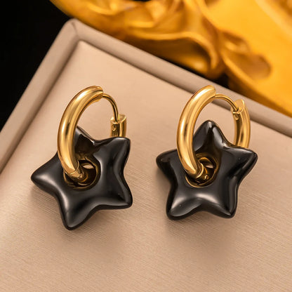 sengpan Tarnish Free Stainless Steel Y2K Chunky Star Hoops Hypoallergenic Alt Goth Punk Edgy Earrings for Women Girls Jewelry