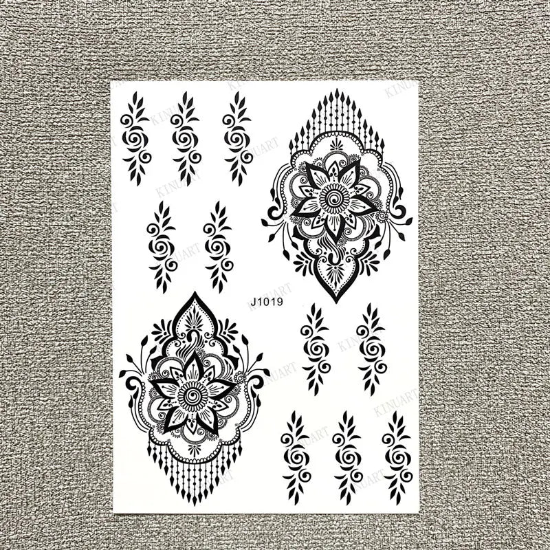 sengpan Black Henna Tattoo Stickers for Hands Temporary Tattoos Body Lace Tatoo Temporari Waterproof Fake Tattoo for Women Hena Tatoo