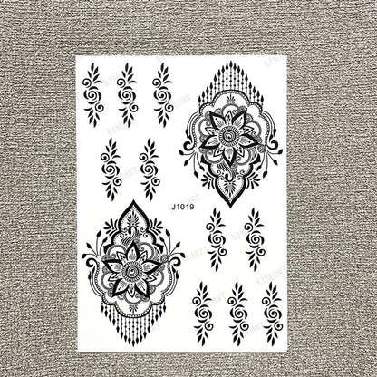 sengpan Black Henna Tattoo Stickers for Hands Temporary Tattoos Body Lace Tatoo Temporari Waterproof Fake Tattoo for Women Hena Tatoo