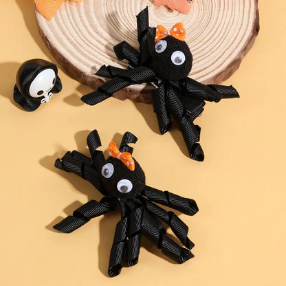 sengpan 2Pcs Halloween Spider Hairpin Cute Ribbon Hair Clip Barrettes Creative Halloween Party Hair Styles Accessories Girls Headwear