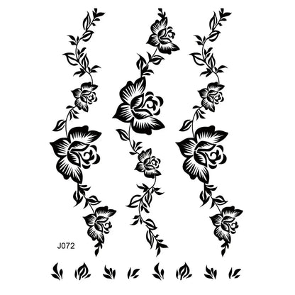 sengpan Black Henna Sticker Waterproof Temporary Tattoos for Women Body Art Henna Design Stickers for Hand Flower Mehndi Tatoo Fake