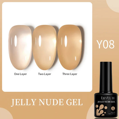 sengpan 7ml Translucent Jelly Amber Gel Nail Polish Brown Coloured Varnish Gel Long Lasting Semi Permanent UV Nail Art Manicure