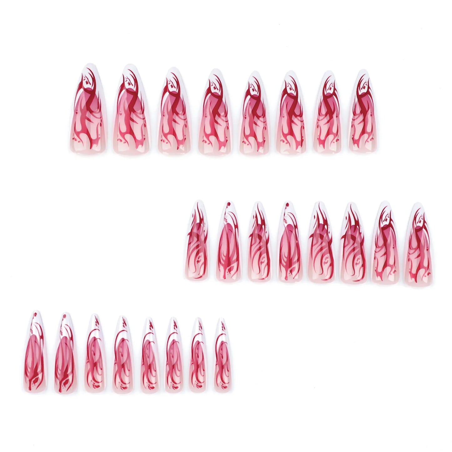 sengpan 24Pcs Red Blood Press On Nails Long Drop Shape French Nail Tips For Women & Girls Halloween Nail Party Wear Full Cover Fake Nail