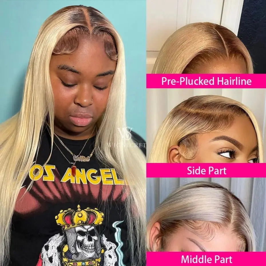 sengpan Blonde13x4 Transparent Straight Lace Front Human Hair Wigs Brown Root Lace Frontal Wig For Black Women Brazilian Hair Jarin