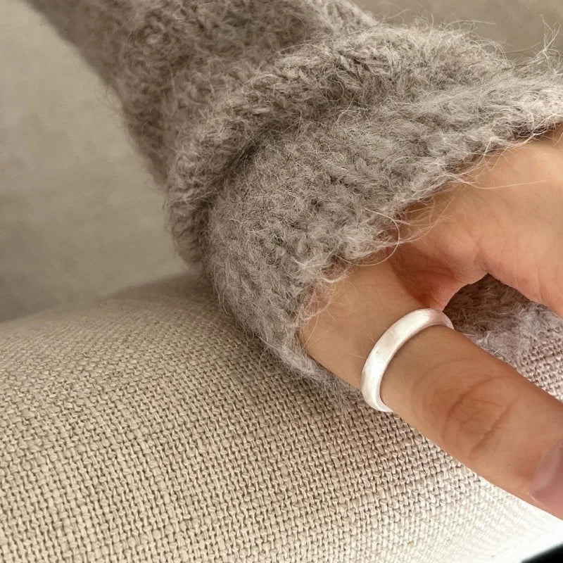 sengpan 925 Sterling Silver Rings For Women Blue Stone Narrow Simple Minimalist Open Adjustable Finger Rings Fashion Band Female Bijoux