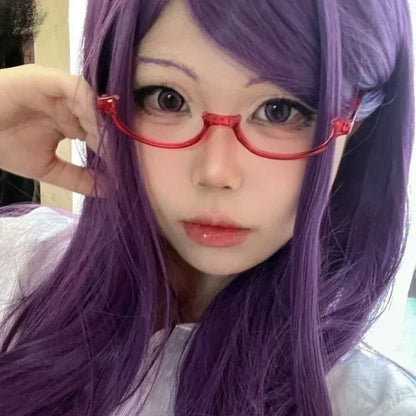 sengpan Anime Character Kamishiro Rize Cosplay Red Glasses Akemi Homura Role Play Half Frame Eyeglass Without Lens Accessories Eyewear