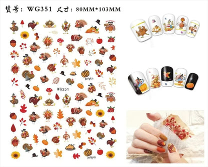 sengpan Simple Flowers 3D Nail Stickers Spring Summer Blossom Floral Tulip Fruit Nail Art Decals Adhesive Sliders Manicure Decorations