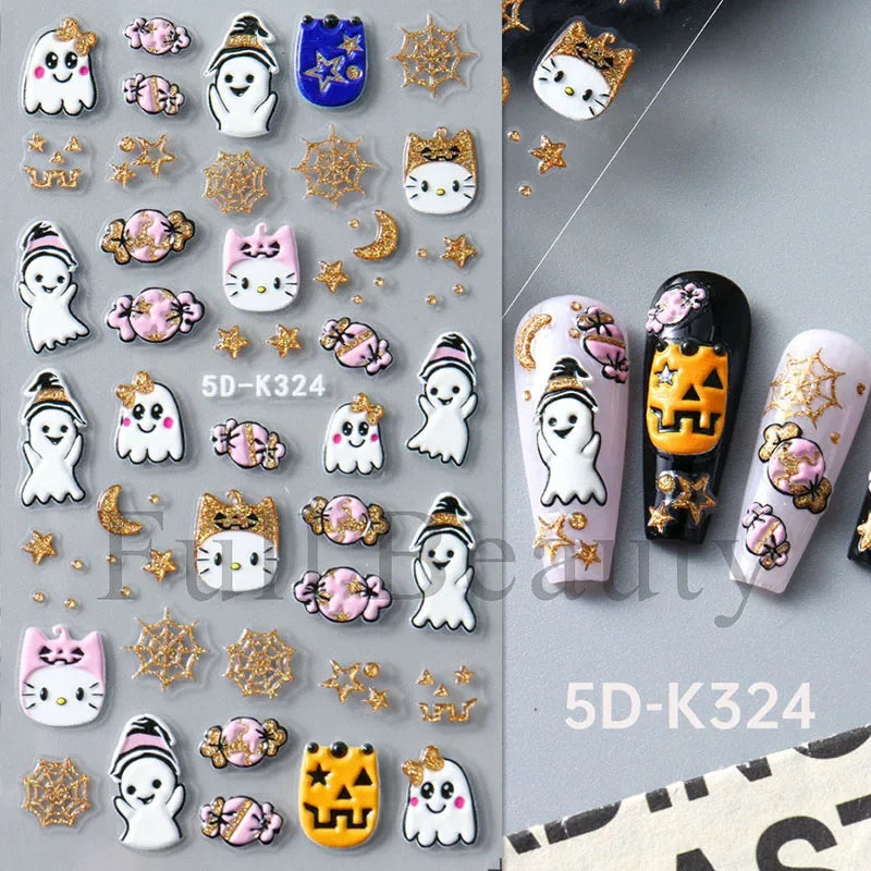 sengpan 5D Halloween Blood Eye Bones Nail Art Horror Eyeball kull Relief Three-Dimensional Nail Stickers for Women&Girl Nail stickers