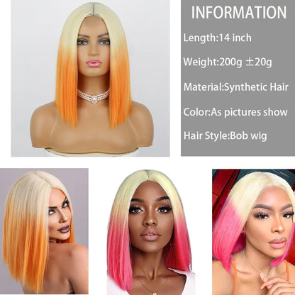 sengpan Red Bob Wig for Women Short Straight Middle Part Wigs Cosplay Party Synthetic Heat Resistant Fake Hair Shoulder Length Wig