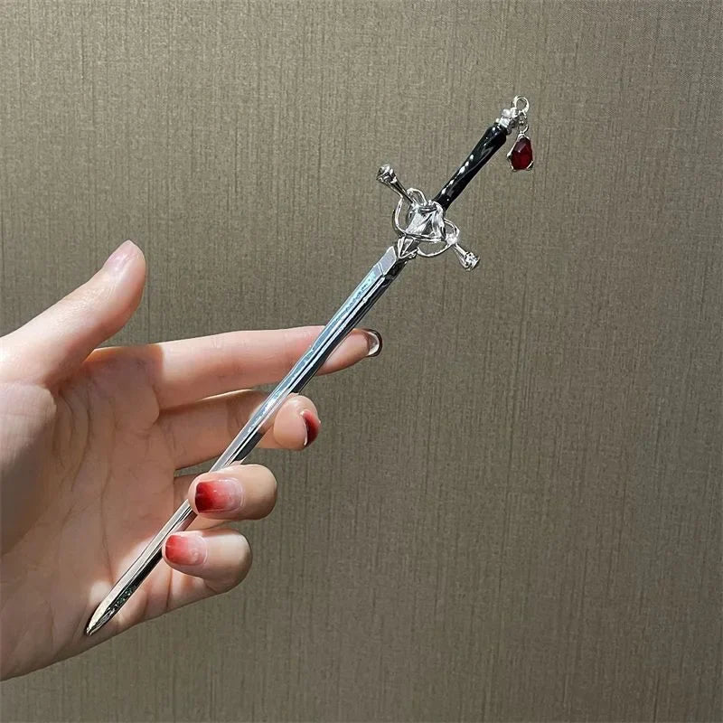 sengpan Punk Metal Sword Hairpin Chinese Style Simple Hair Sticks for Women Hair Clips DIY Hairstyle Design Tools Accessories