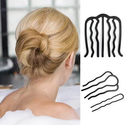 Lianfudai New Metal Black Hair Fork Clip Women Hair Pin Combs Messy Bun Hair Pin Clip Hair Side Combs Updo Hair Sticks Hair Styling Tool