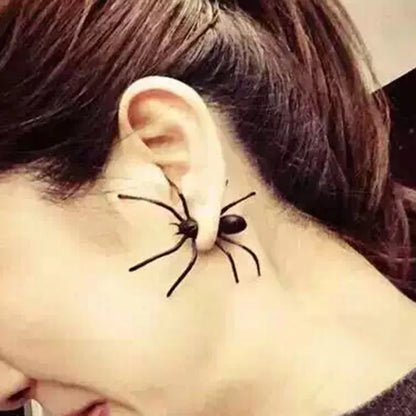 sengpan Punk Street Handsome Personality Alternative Black Spider Earstuds Exaggerate Halloween Funny Earstuds Bar Party Accessories