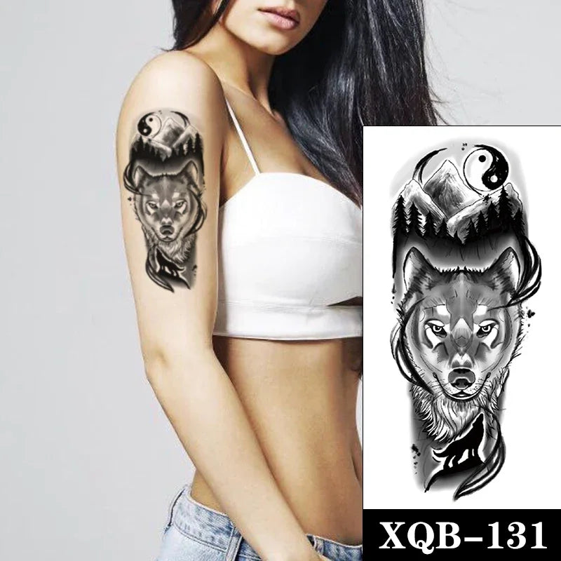 sengpan Waterproof Temporary Tattoo Sticker Black Realistic Tiger Line Totem Design Fake Tattoos Flash Tatoos Arm Body Art for Women Men